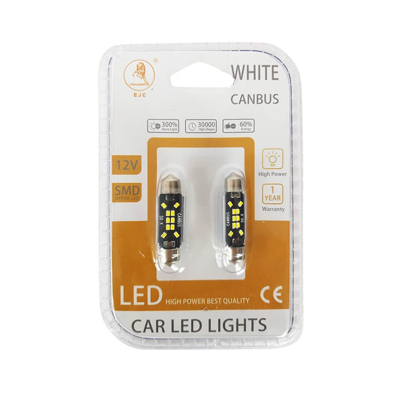 Λάμπες Led Σωληνωτές 36mm 10 Leds 12volt Canbus Λευκό Φως Auto GS 600488 2 Τεμάχια