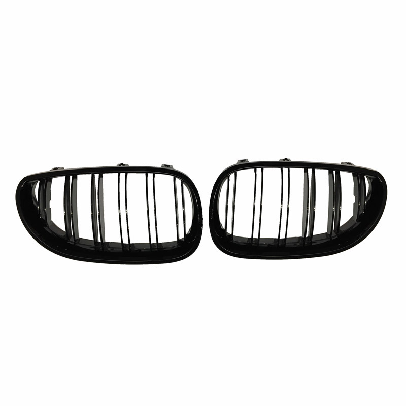 Καρδιές Μάσκας Για Bmw 5 E60 03-11 M4 Look Με Διπλή Γρίλια Μαύρο Γυαλιστερό 2 Τεμάχια