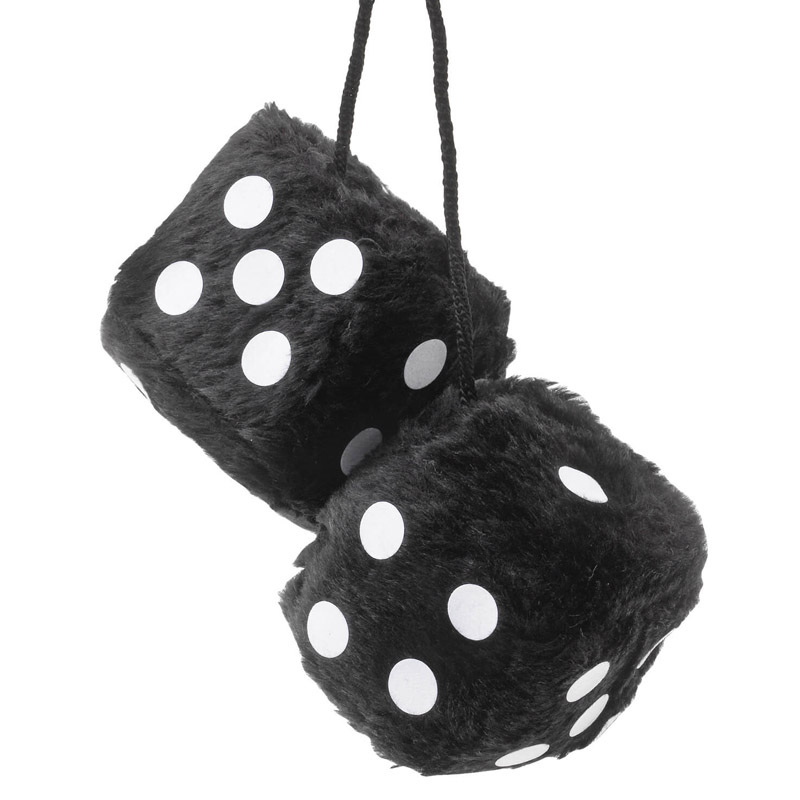 Fuzzy Dice Black 7x7cm 2 PcsΖάρια Κρεμαστά Διακοσμητικά Fuzzy Dice Μαύρα 7x7cm 2 Τεμάχια