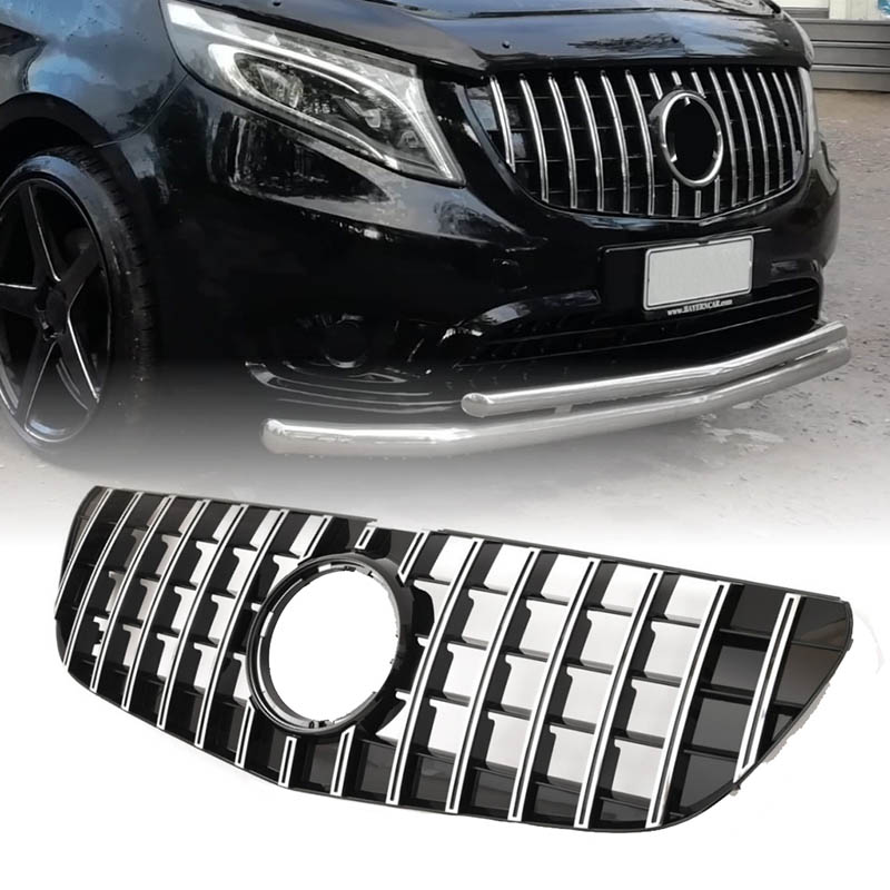 Μάσκα Για Mercedes-Benz Vito W447 Facelift 19-23 GT Amg Panamericana Look Μαύρο/Χρώμιο 1 Τεμάχιο