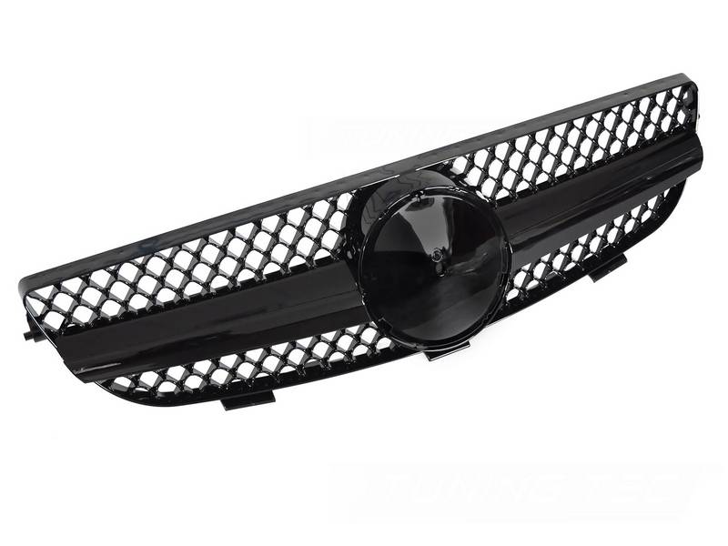 Μάσκα Για Mercedes-Benz CLK-Class W209 03-09 Amg Look Με Μονή Γρίλια Μαύρη Γυαλιστερή 1 Τεμάχιο