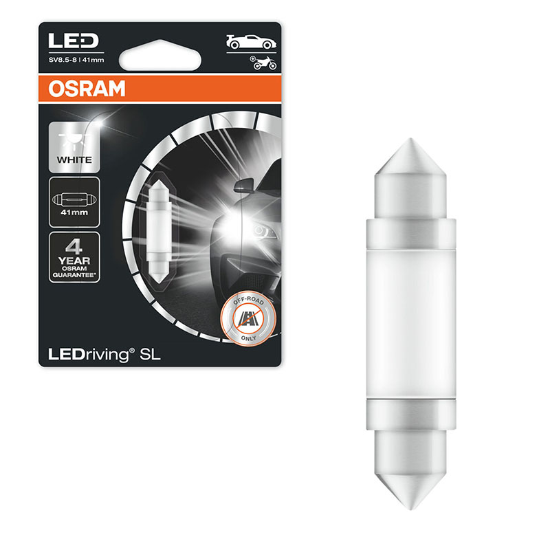 Λάμπα Led Σωληνωτή 41mm C5W SV8.5-8 12volt 0.6 watt 6000k Osram 6413DWP-01B 1 Τεμάχιο