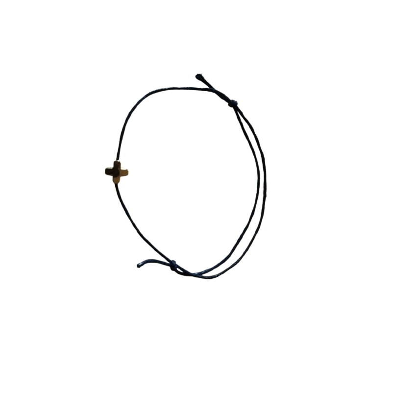 Μαρτυρικό Βάπτισης Βραχιολάκι Με Πλαστικό Σταυρό Χρυσό Χρώμα Με Μπλε κλωστή / ανοιγόμενο κούμπωμα