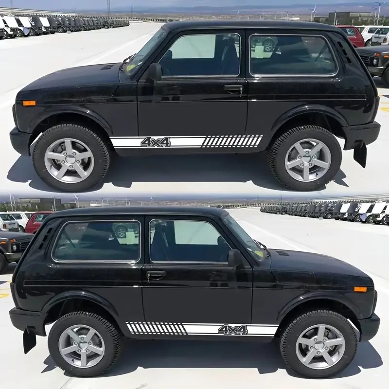 Αυτοκόλλητο Αυτοκινήτου Λωρίδα Πόρτας 4x4 150cm x 11cm Λευκό Χρώμα 2 Τεμάχια Με Δώρο Σπάτουλα