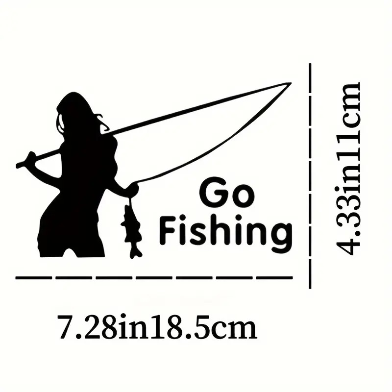 Αυτοκόλλητο Αυτοκινήτου Ψάρεμα Γυναίκα Go Fishing 18,5cm x 11cm Μαύρο Χρώμα 1 Τεμάχιο