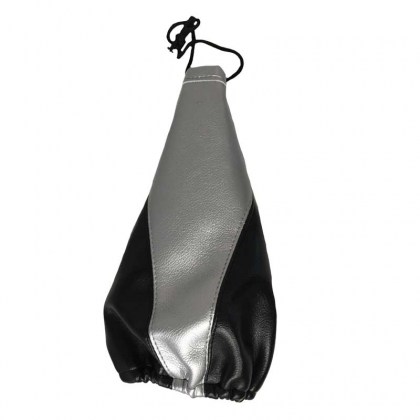 Πόμολο Λεβιέ Ταχυτήτων Universal Με Φυσούνα Δερμάτινη Μαύρο/Γκρι 2 Τεμάχια 22461