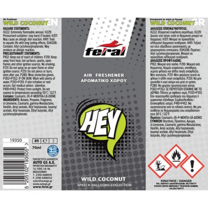 Αρωματικό Αυτοκινήτου Spray Feral Speech Collection HEY 70ml