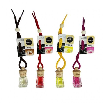 Αρωματικό Αυτοκινήτου Κρεμαστό Μπουκαλάκι Με Ξύλινο Καπάκι Aroma 4ml Με Άρωμα Καρύδα