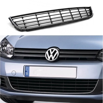 Κεντρική Σίτα Προφυλακτήρα Για VW Golf VI (6) 08-12 Μαύρη Με Χρώμιο 1 Τεμάχιο