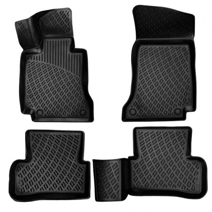 Πατάκια Σκαφάκια 3D Από Λάστιχο TPE Για Mercedes C-Class W205 2014- Rizline 4 Τεμάχια Μαύρα