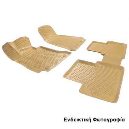 Πατάκια Σκαφάκια 3D Από Λάστιχο TPE Για Mercedes C-Class W202/W204/CLΚ W209 RL117120/RL117100 Rizline 4 Τεμάχια Μπεζ