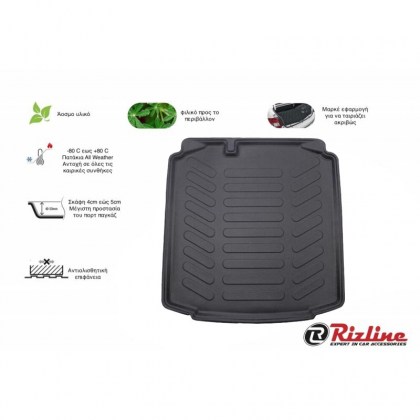 Πατάκι Πορτ-Παγκάζ 3D Σκαφάκι Από Λάστιχο TPE Για Skoda Rapid Sedan 2013- Μαύρο Rizline