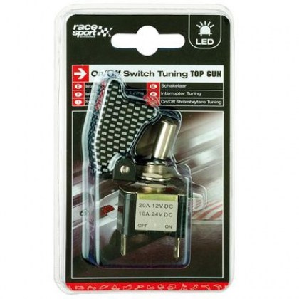 Διακόπτης Αεροπορικού Τύπου Led Μονός 12/24 Volt Φωτιζόμενος Carbon