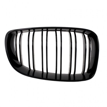 Καρδιές Μάσκας Για Bmw 1 E81 / E82 / E87 / E88 07-11 M4 Look Με Διπλή Γρίλια Μαύρο Γυαλιστερό 2 Τεμάχια