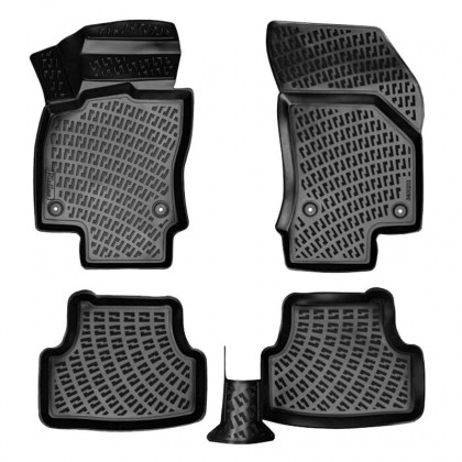 Πατάκια Σκαφάκια 3D Από Λάστιχο TPE Για VW Polo ΑW 17+ / Audi A1 18+ / Seat Ibiza KJ 17+ / Arona KJ7 17+ / Skoda Fabia 21+ Rizline 4 Τεμάχια Μαύρα