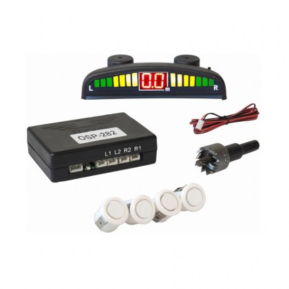 Σύστημα Παρκαρίσματος PDC Με 4 Αισθητήρες 18mm Άσπρο Χρώμα Με Οθόνη Και Ήχο Buzzer Osio OSP-282