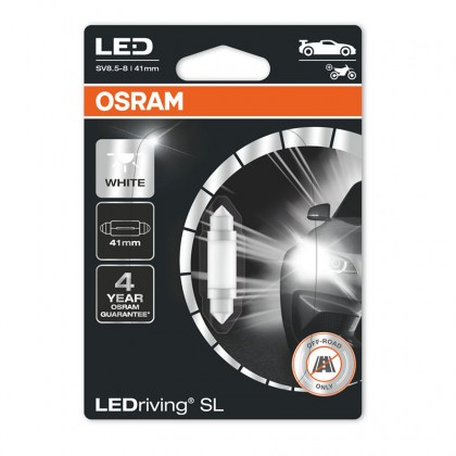 Λάμπα Led Σωληνωτή 41mm C5W SV8.5-8 12volt 0.6 watt 6000k Osram 6413DWP-01B 1 Τεμάχιο