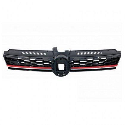 Μάσκα Για Vw Golf VII (7.5) 16-19 GTI Look Κυψελωτή Με Κόκκινο Σιρίτι Και Βάση Αισθητήρα 1 Τεμάχιο