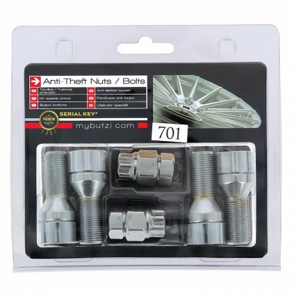 Αντικλεπτικά Μπουλόνια Ασφαλείας Butzi Premium Kit 6 pcs Με Μοναδικό Κλειδί-Εργαλείο Type-CC M14x1.25 L27 T17
