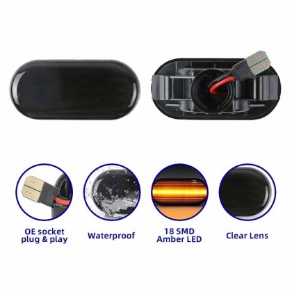 Πλαϊνά Φλας Φτερού Για Nissan Navara / Pathfinder / Micra / Note / Qashqai / X-Trail / Tiida / 350Z Led Dynamic Φιμέ 2 Τεμάχια