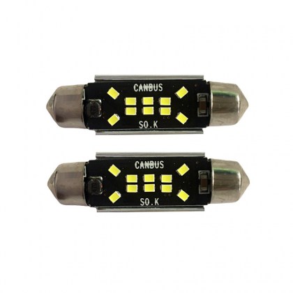 Λάμπες Led Σωληνωτές 41mm 10 Leds 12volt C5W Canbus Λευκό Φως Auto GS 600485 2 Τεμάχια