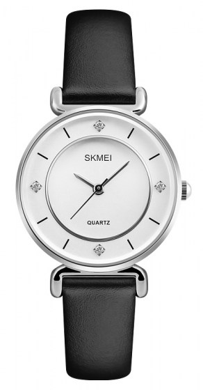 SKMEI γυναικείο ρολόι 1330LSI, με δερμάτινο λουρί, 36mm, 3 ATM, ασημί