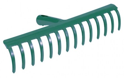 FLO μεταλλική τσουγκράνα 35750, 28 cm, 12 δόντια, unmounted, πράσινη