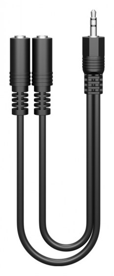 GOOBAY αντάπτορας ήχου 3.5mm 50464, αρσενικό σε 2x θηλυκά, 0.2m, μαύρο
