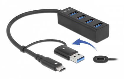 DELOCK USB hub 63828 4x USB 3.2 Gen 1, 5Gbps, μαύρο
