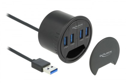 DELOCK USB hub 64153, 4x USB 3.2 Gen 1, 5Gbps, 60mm, μαύρο