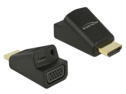 DELOCK αντάπτορας HDMI σε VGA & 3.5mm/micro USB 65895, 1080p, μαύρος