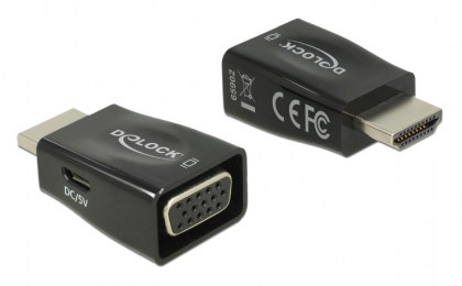 DELOCK αντάπτορας HDMI σε VGA & micro USB 65902, 1920x1200p, μαύρος