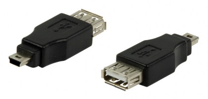 POWERTECH adapter USB 2.0 (F) σε USB Mini (Μ) CAB-U141, μαύρο