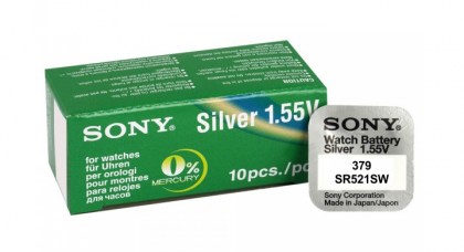 SONY μπαταρία Silver Oxide για ρολόγια SR521SW, 1.55V, No379, 10τμχ
