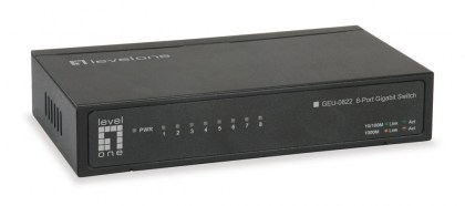 LEVELONE GbE Switch GEU-0822, 8-port 10/100/1000Mbps, MAC 4K, Ver. 2.0