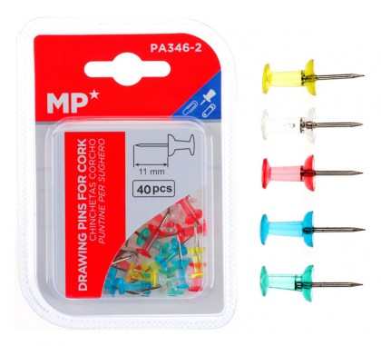 MP χρωματιστές πινέζες για πίνακα PA346-2, 11mm, 40τμχ