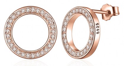 BAMOER σκουλαρίκια καρφωτά SCE600 σε σχέδιο κύκλου, ασήμι 925, ροζ χρυσό