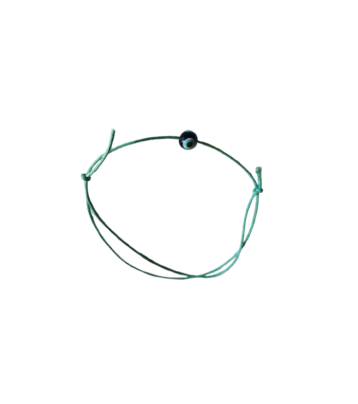 Χειροποίητο βραχιόλι Με Γαλάζια κλωστή και ματόχαντρο και ανοιγόμενο κούμπωμα